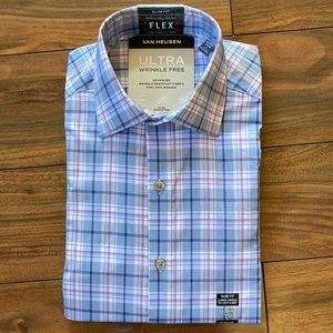 New VAN HEUSEN Ultra Wrinkle Free L/S Dress Shirt 14 1/2 Mens S